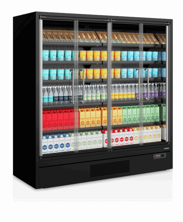 Vegg kjøleskap multideck for supermarket med 4 glassdører  195 x 92 x 203 cm - Bilde 4